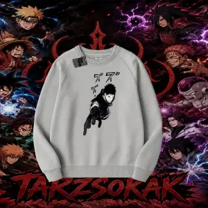 Obito uchiha Naruto Anime Karakteri Oversize Unisex Bisiklet Yaka Sweatshirt Beyaz