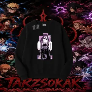 Obito uchiha Naruto Anime Karakteri Oversize Unisex Bisiklet Yaka Sweatshirt Beyaz