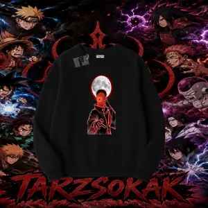 Obito uchiha Naruto Anime Karakteri Oversize Unisex Bisiklet Yaka Sweatshirt Beyaz