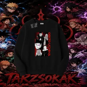 Obito uchiha Naruto Anime Karakteri Oversize Unisex Bisiklet Yaka Sweatshirt Beyaz
