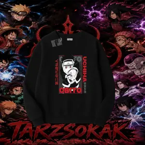 Obito uchiha Naruto Anime Karakteri Oversize Unisex Bisiklet Yaka Sweatshirt Beyaz