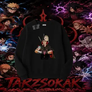 Obito uchiha Naruto Anime Karakteri Oversize Unisex Bisiklet Yaka Sweatshirt Beyaz