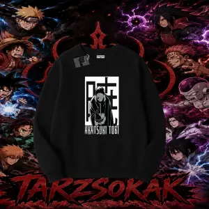 Obito uchiha Naruto Anime Karakteri Oversize Unisex Bisiklet Yaka Sweatshirt Beyaz