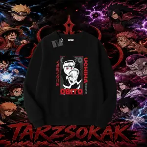 Obito uchiha Naruto Anime Karakteri Oversize Unisex Bisiklet Yaka Sweatshirt Beyaz