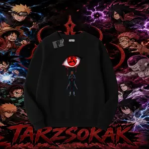 Obito uchiha Naruto Anime Karakteri Oversize Unisex Bisiklet Yaka Sweatshirt Beyaz