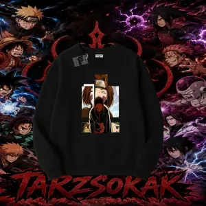 Obito uchiha Naruto Anime Karakteri Oversize Unisex Bisiklet Yaka Sweatshirt Beyaz
