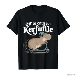 Off to Cause A Kerfuffle Tshirt Komik Kapibara Şaka Meme T-shirt Erkekler Kadınlar için % 100