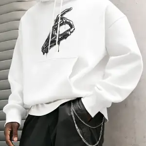 Ok Jest Yaratıcı Baskılar Erkek Temel Kapüşonlular Moda Günlük Uzun Kollu Bol Retro Kazaklar