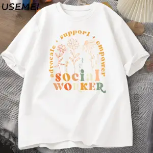 Okul Sosyal Görevlisi TRetro Sosyal Çalışma Tshirt Erkekler Kadınlar için Rahat Gevşe 2852