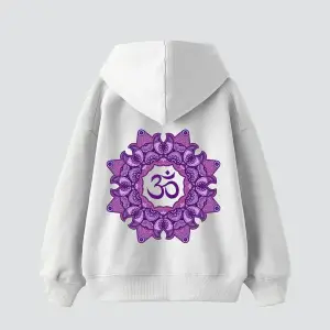 Om Baskılı Unisex Oversize Beyaz