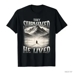 Onlar Hayatta Kaldılar O Yaşıyor - Trending Nihilist Penguen Meme Erkek Kadın Tişörtü %100 Pa