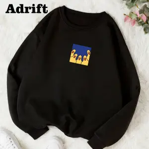 Ördek Renkli Oversize Bisiklet Yaka Pamuklu Sweatshirt Beyaz