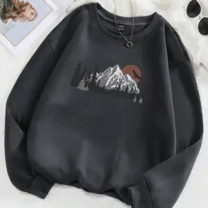 Ormanlar ve dağlar Baskı Tişörtü Kadın Harajuku Yumuşak Kazak Moda Sıcak Giyim Gevşek Crewnec