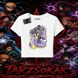 Orochimaru Naruto Anime Karakter Kadın Baby Tee Beyaz