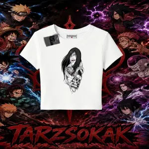Orochimaru Naruto Anime Karakter Kadın Baby Tee Beyaz