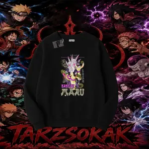 Orochimaru Naruto Anime Karakter Oversize Unisex Bisiklet Yaka Sweatshirt Beyaz