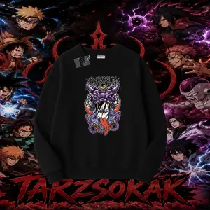 Orochimaru Naruto Anime Karakter Oversize Unisex Bisiklet Yaka Sweatshirt Beyaz