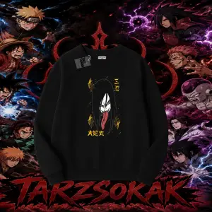 Orochimaru Naruto Anime Karakter Oversize Unisex Bisiklet Yaka Sweatshirt Beyaz
