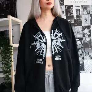 Örümcek Ağ Desire Sweatshirt Fermuarlı Hırka Siyah