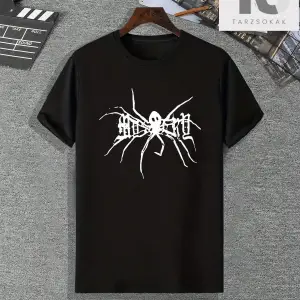 Örümcek Ve Harf Baskılı Erkek Tişört