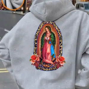 Our Lady Of Guadalupe Baskı Kapüşonlular Kadınlar Rahat Cep Kazaklar Kış Polar Sıcak Tişörtü