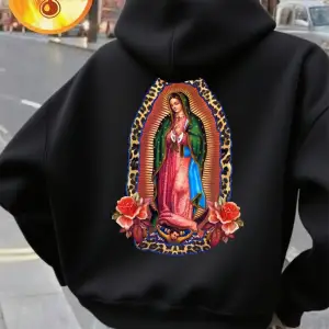 Our Lady Of Guadalupe Baskı Kapüşonlular Kadınlar Rahat Cep Kazaklar Kış Polar Sıcak Tişörtü