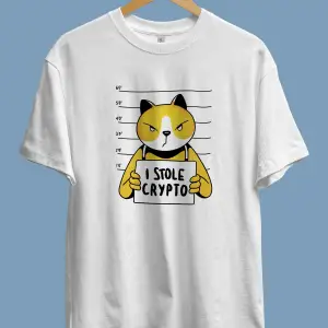 Oversize Bitcoin Kripto Para Holder Kedi Suçlu Ekonomi Yatırım Tasarım Baskılı Unisex Tişört