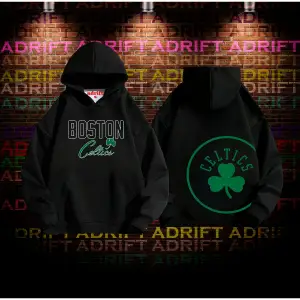 Oversize Boston Celtic Tasarım Baskılı Kapüşonlu Sweatshirt HoodieModel 1 Siyah