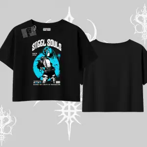 Oversize Crop Tshirt Anime Cyberpunk Kız Baskılı