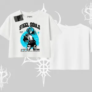 Oversize Crop Tshirt Anime Cyberpunk Kız Baskılı