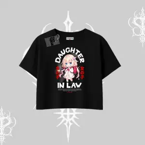 Oversize Crop Tshirt Anime Girl Daughter In Law Baskılı