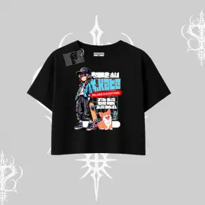 Oversize Crop Tshirt Anime Hiker Girl Balance Is Everything Baskılı