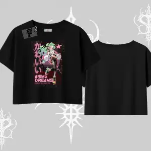 Oversize Crop Tshirt Anime Kawaii Japon Kız Desenli