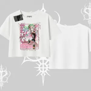 Oversize Crop Tshirt Anime Kawaii Japon Kız Desenli