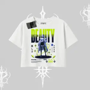 Oversize Crop Tshirt Anime Unity Neon Detaylı Grafik Baskılı
