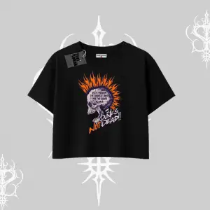 Oversize Crop Tshirt Burning Skull Rebel Street Anthem