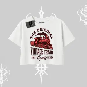 Oversize Crop Tshirt Classic Railroad Vintage Train Street Aesthetic