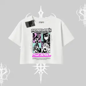 Oversize Crop Tshirt Fearless Soul Anime Kolaj Baskılı