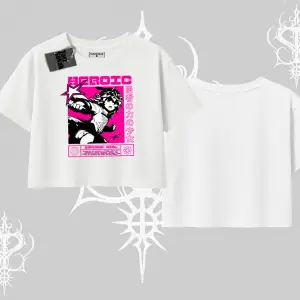 Oversize Crop Tshirt Heroic Anime Girl Japon Stil Grafik Baskılı