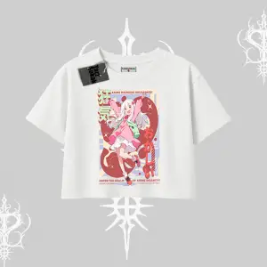 Oversize Crop Tshirt Madness Unleashed Anime Girl Baskılı
