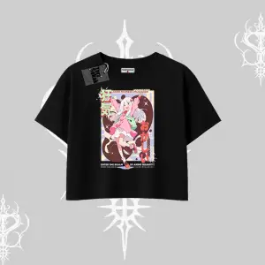 Oversize Crop Tshirt Madness Unleashed Anime Girl Baskılı