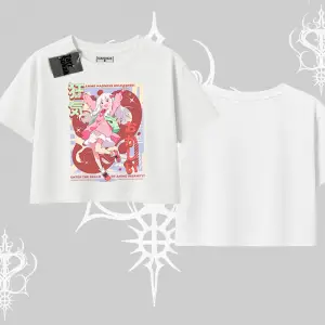 Oversize Crop Tshirt Madness Unleashed Anime Girl Baskılı