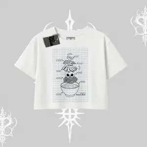 Oversize Crop Tshirt Noodle Theory Hand Drawn Concept