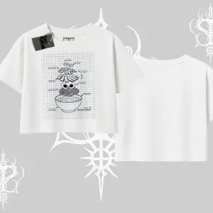 Oversize Crop Tshirt Noodle Theory Hand Drawn Concept