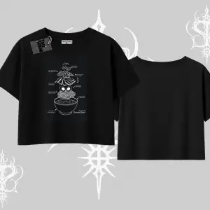 Oversize Crop Tshirt Noodle Theory Hand Drawn Concept