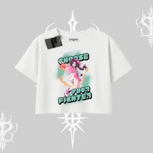 Oversize Crop Tshirt Oversize  Anime Kız Desenli Japon Stil