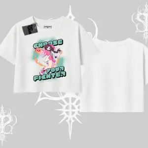 Oversize Crop Tshirt Oversize  Anime Kız Desenli Japon Stil