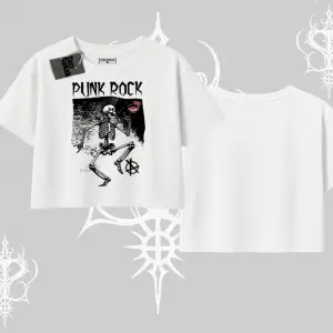 Oversize Crop Tshirt Punk Rock Chaos Skeleton Riot