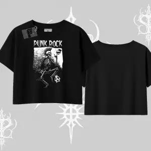 Oversize Crop Tshirt Punk Rock Chaos Skeleton Riot