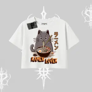 Oversize Crop Tshirt Ramen Lover Kedi Anime Baskılı